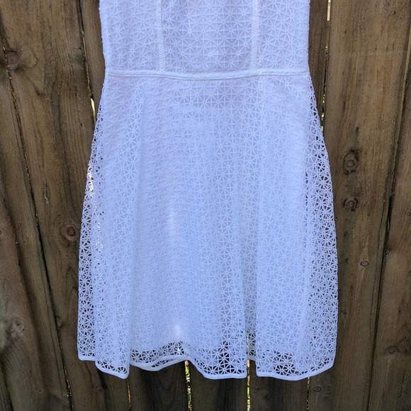 Escada Lace White Dress Fitted Bodice A Line US 8 - Picture 14 of 15